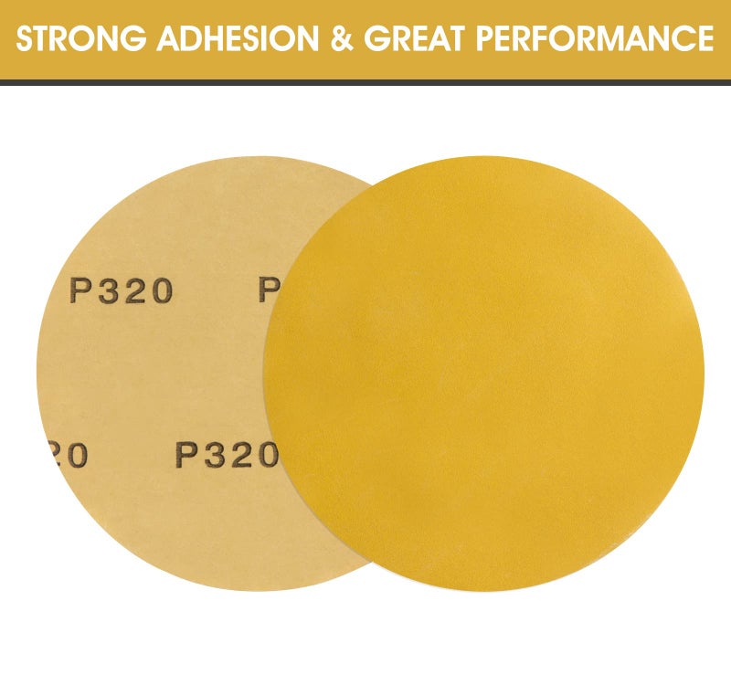 S SATC Premium Gold Sandpaper 6 Inch 100 PCS Sanding Discs 320 Grit Self Adhesive Stickyback Sandpaper Roll Aluminum Oxide PSA Sandpaper Discs for Wood  Metal  and Car Paint - Image 4